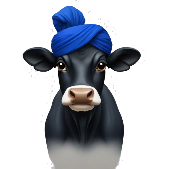 Black Sikh cow  with a dark blue turban small emoji