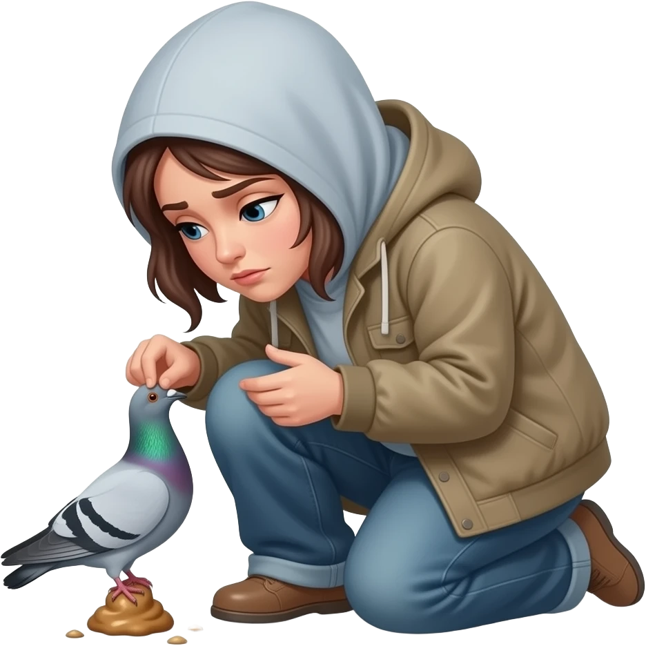 Bird licking poop off homeless woman’s butt emoji