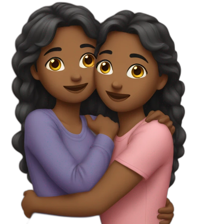 two girls hugging each other emoji