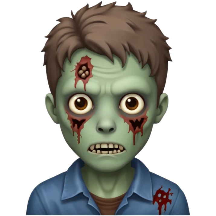 Zombie with lil bit curly medium brown hair in wolf cut hair style emoji