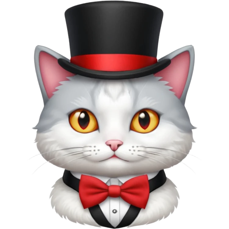 Cat  and wearing a top hat and a bow tie emoji