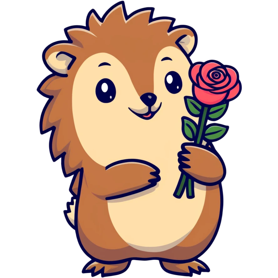 hedgehog with a bouquet of roses emoji