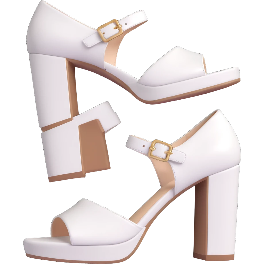 chunky white heel, 3D style, clean look, minimal background emoji