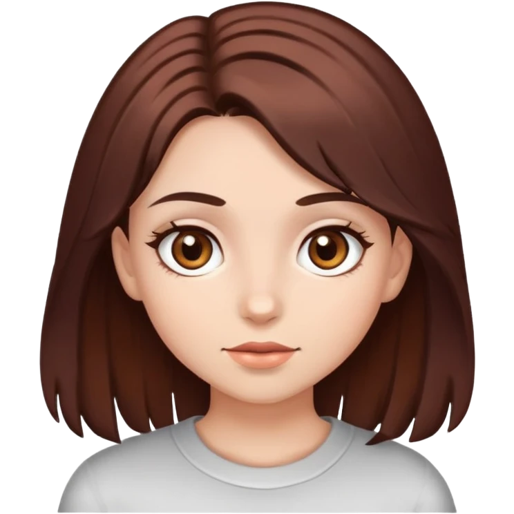 a girl with chocolate colored hair and hazel eyes emoji