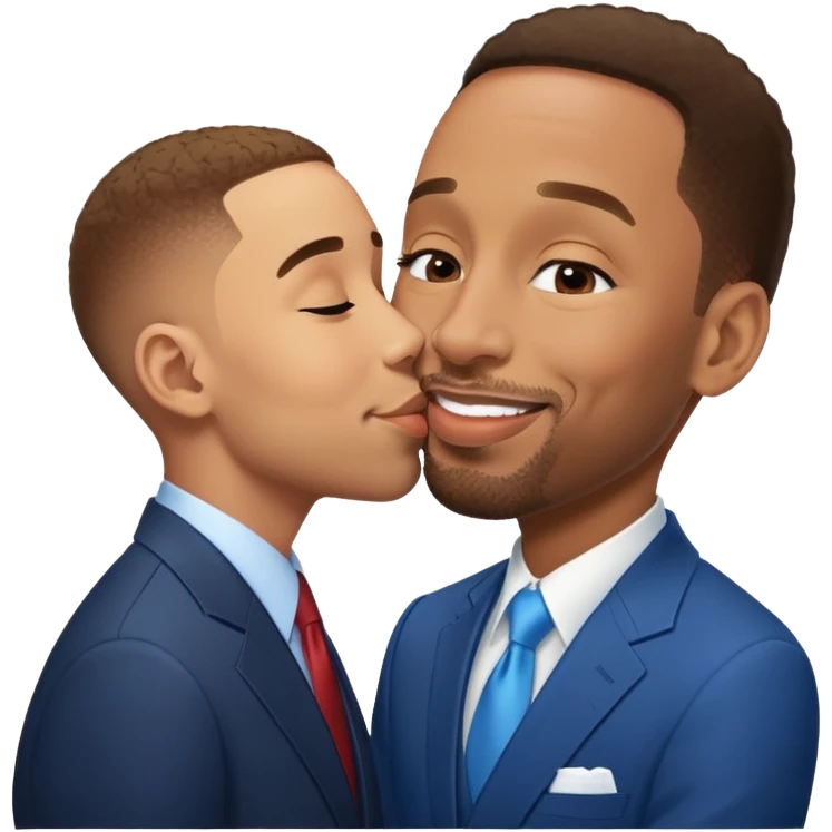 Stephen A Smith kissing a light skin man with a fade emoji