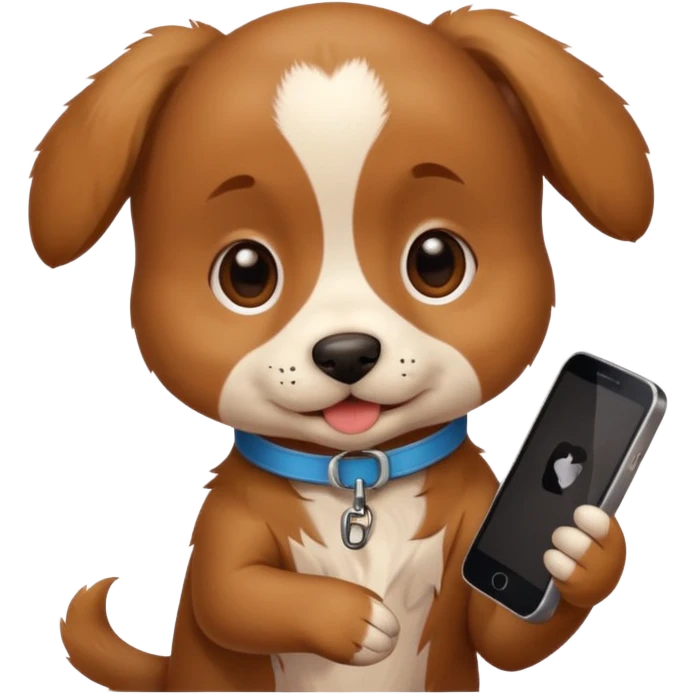 puppy with phone emoji
