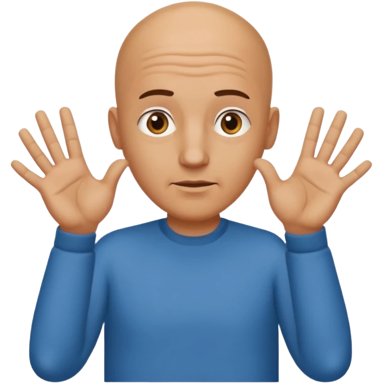 Bald head man with the 2 hands saying idk emoji