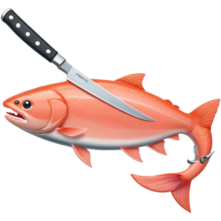 Salmon holding a knife emoji