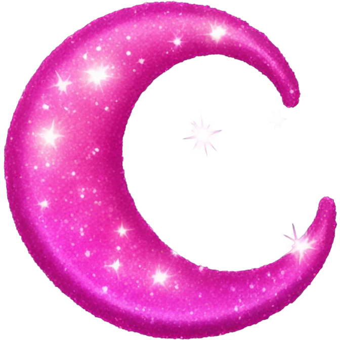 Hot pink crystallized crescent moon with glitter emoji