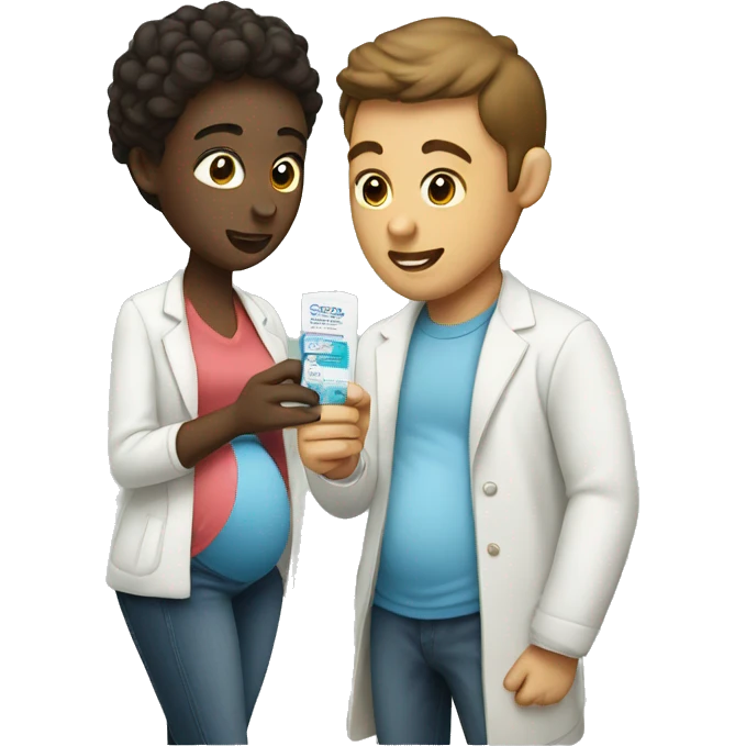 couple looking at pregnancy test emoji