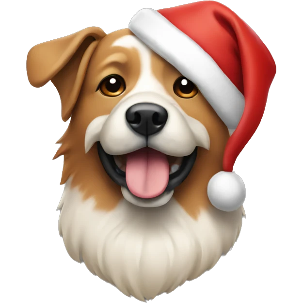 Dog with Christmas hat and Beard emoji