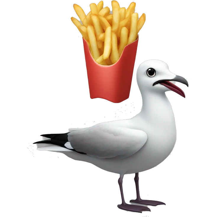 Black billed seagull with fries emoji
