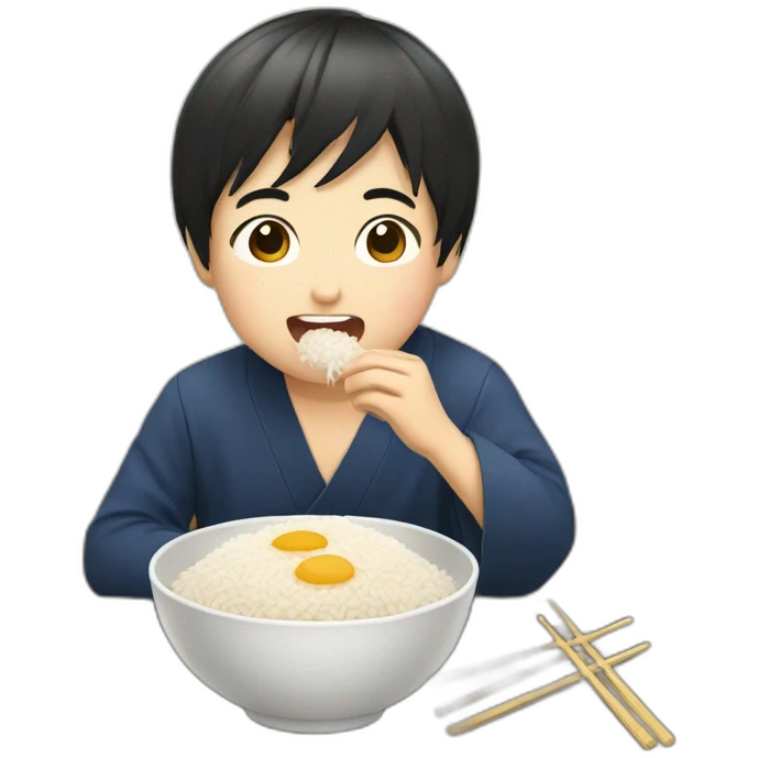japanese boy eating rice emoji