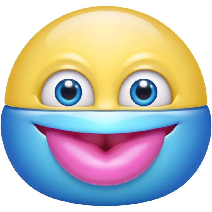 A translucent blue half-sphere with pink lips and two yellow eyes and 8 toes around the bottom emoji