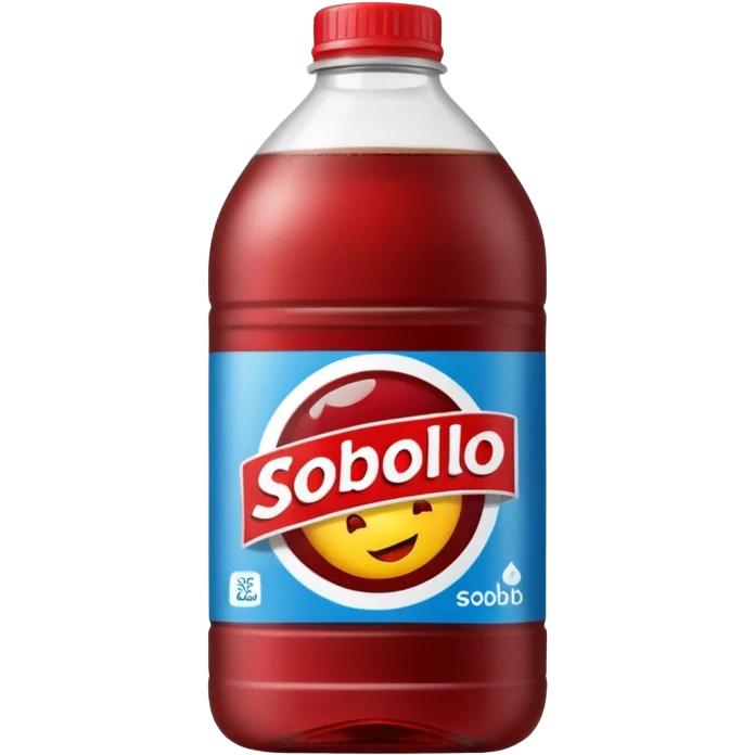 make a sobolo(ghanain drink) make it be in a bottle and the label should say sobolo and spell it like this and the drink dark red a plastic bottle emoji