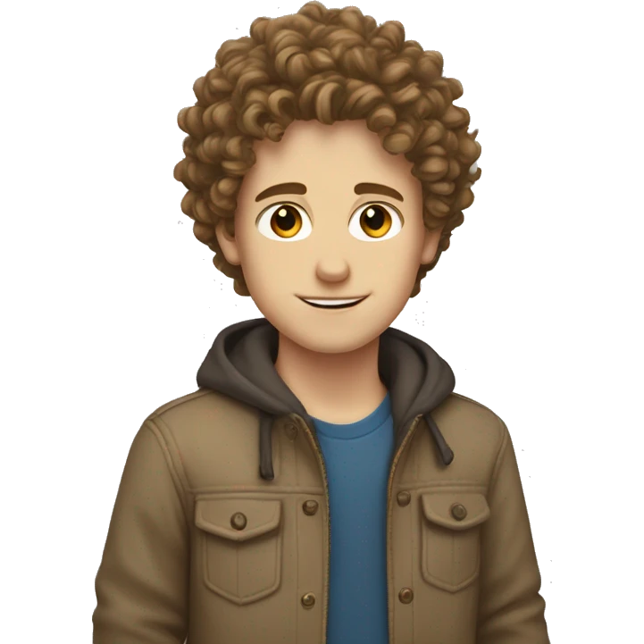White boy withWhite boy with curly brown hair pulling blonde and brown eyes emoji