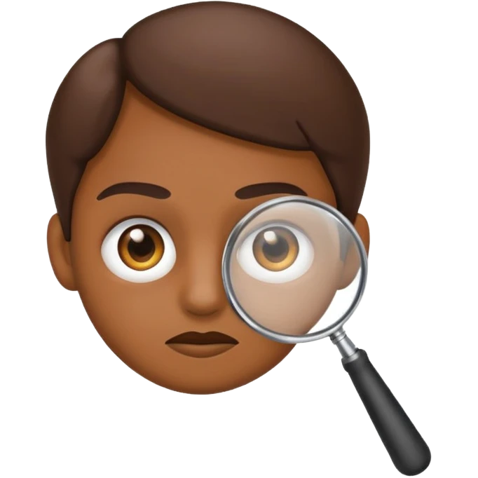 emoji with magnifying glass and black background with serious face brown face emoji