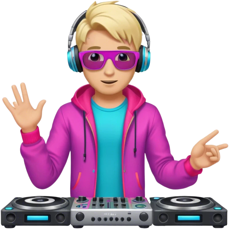 blond man dj playing in colorful outfit emoji