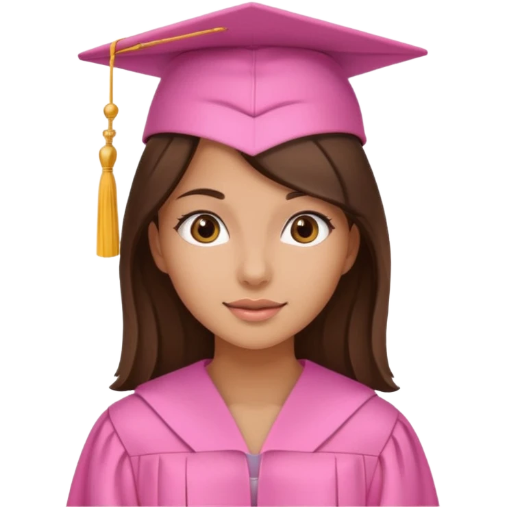 BRunette girl emoji with pink graduation cap emoji