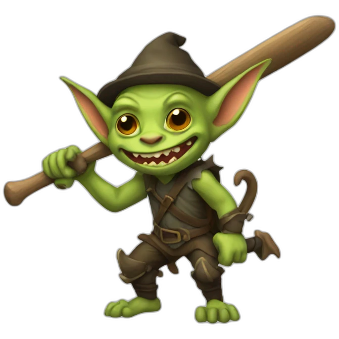 a goblin with a bat emoji