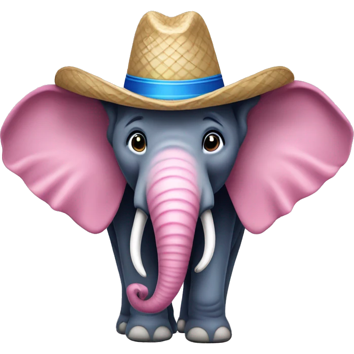 Elefante rosa con sombrero azul emoji