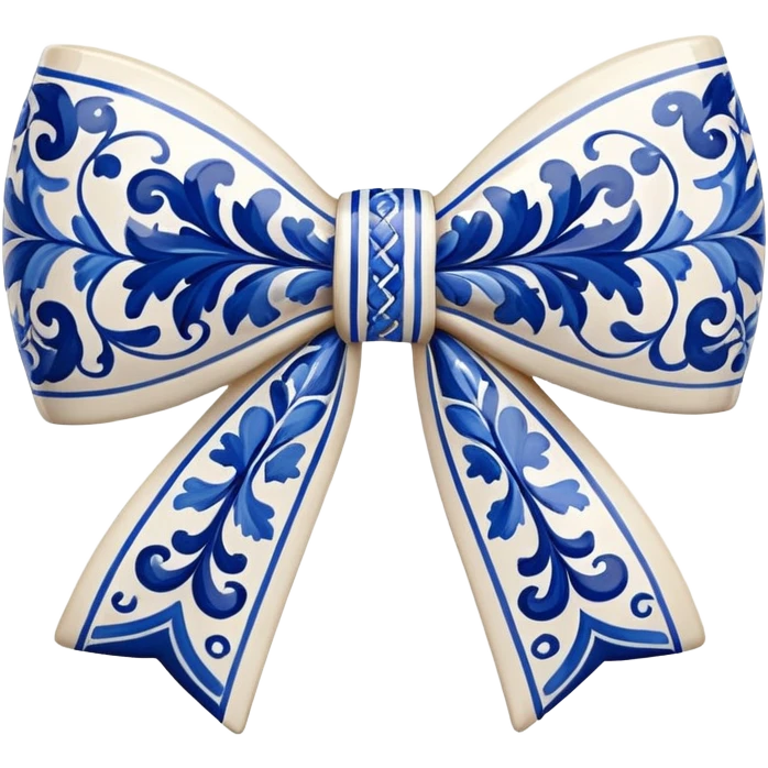 Bow with blue deruta pattern emoji