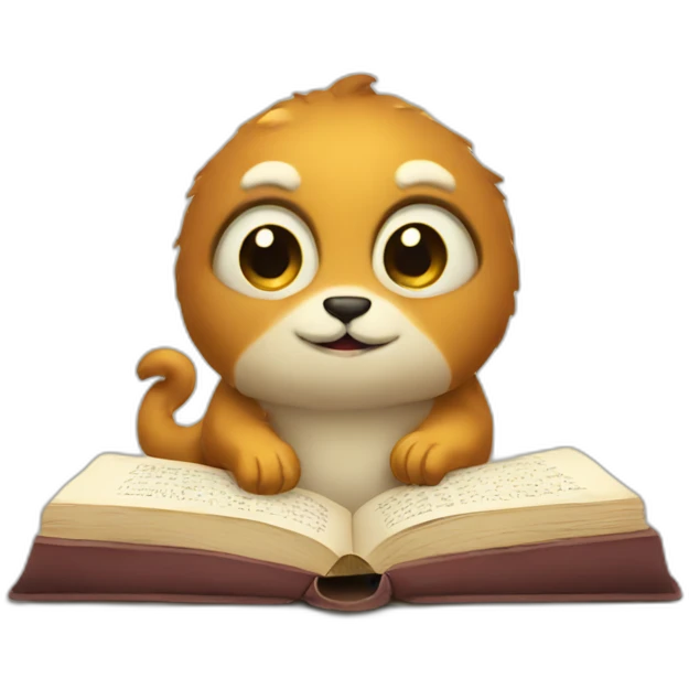 Cute creature reading a book emoji