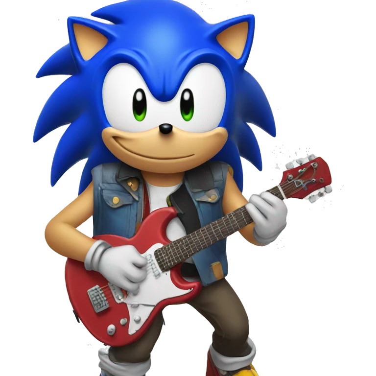 Sonic with guitar emoji