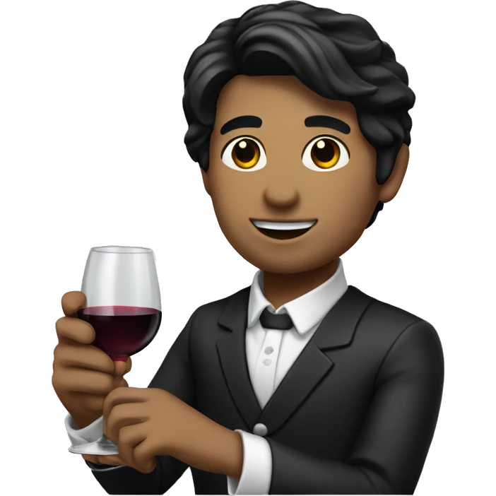 "A waiter carrying a wine glass." black hair white skin






 emoji