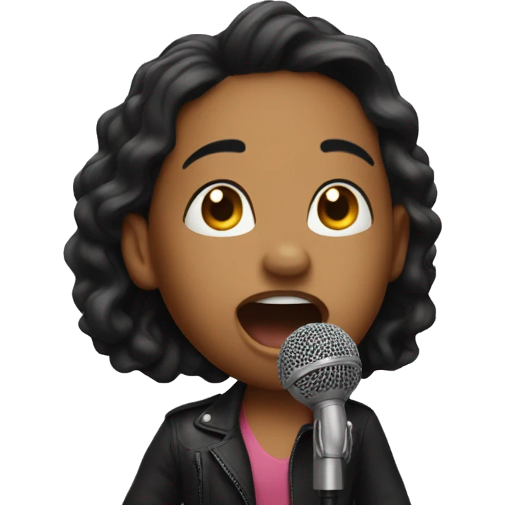The singer sings into the microphone emoji