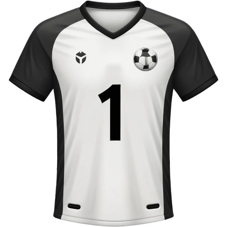 White and black soccer jersey with number 1 emoji