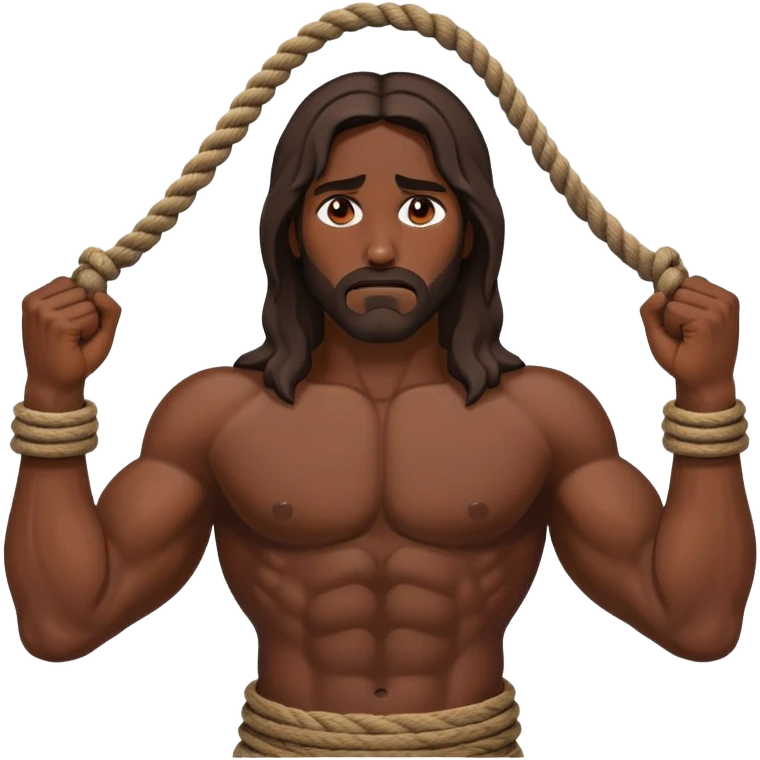 Dark skin Jesus with ropes captured  emoji