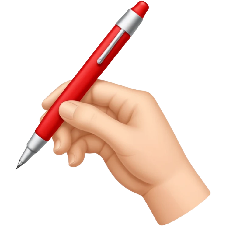 рука телесного цвета пишет красной ручкой emoji