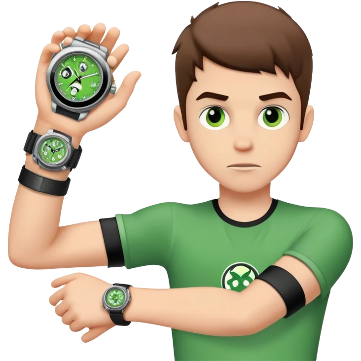 a ben 10 watch on a white boy emoji