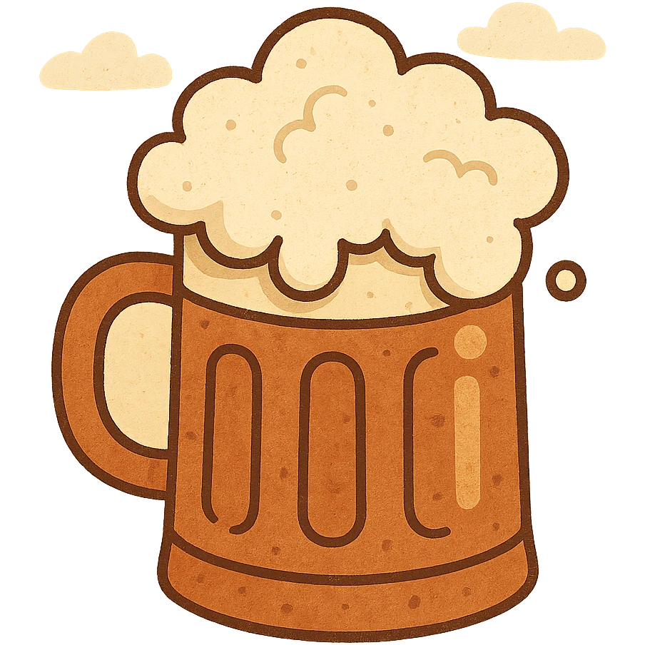 a beer mug with foam, cartoon style emoji