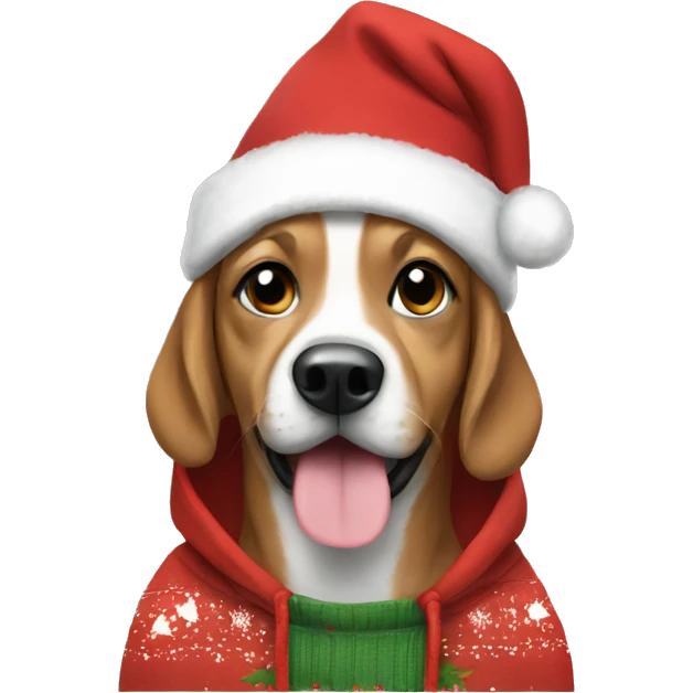 Dog wearing a Christmas hoodie  emoji
