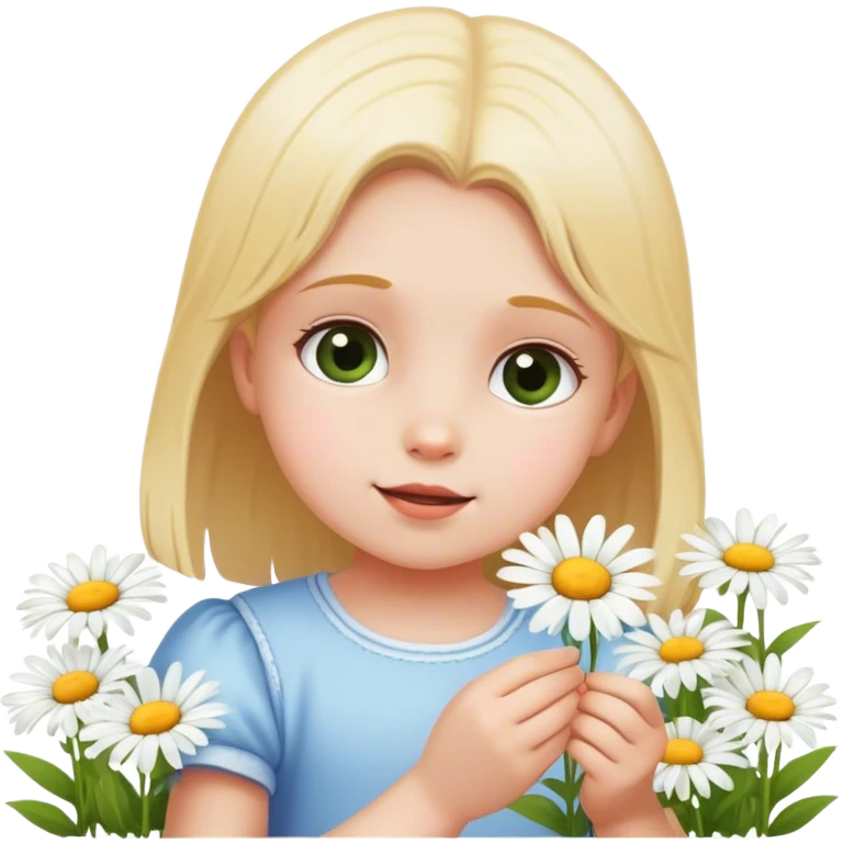 Little girl picking daisys emoji