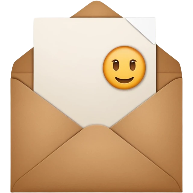 blank greeting card open with brown envelope next to it emoji