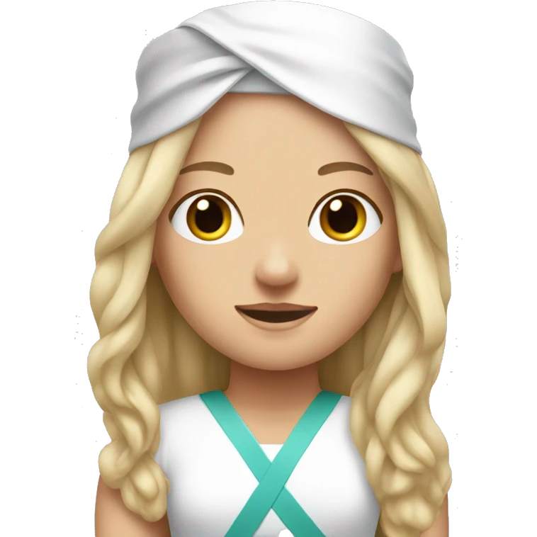 a long haired blond-haired women with a white medical head bandage emoji