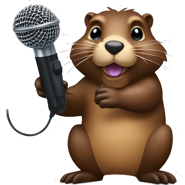 beaver with microphone emoji