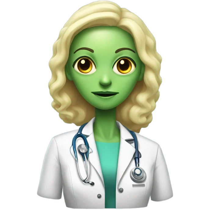 Reptilian alien woman, blonde, is a doctor emoji