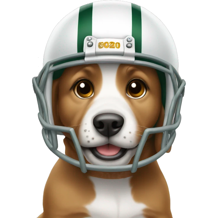 Puppy wearing football helmet emoji