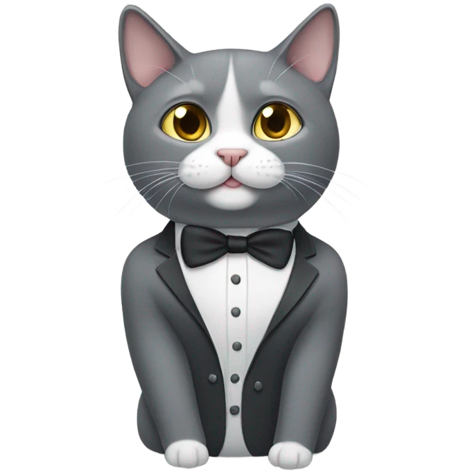 Grey tuxedo cat with white mustache  emoji