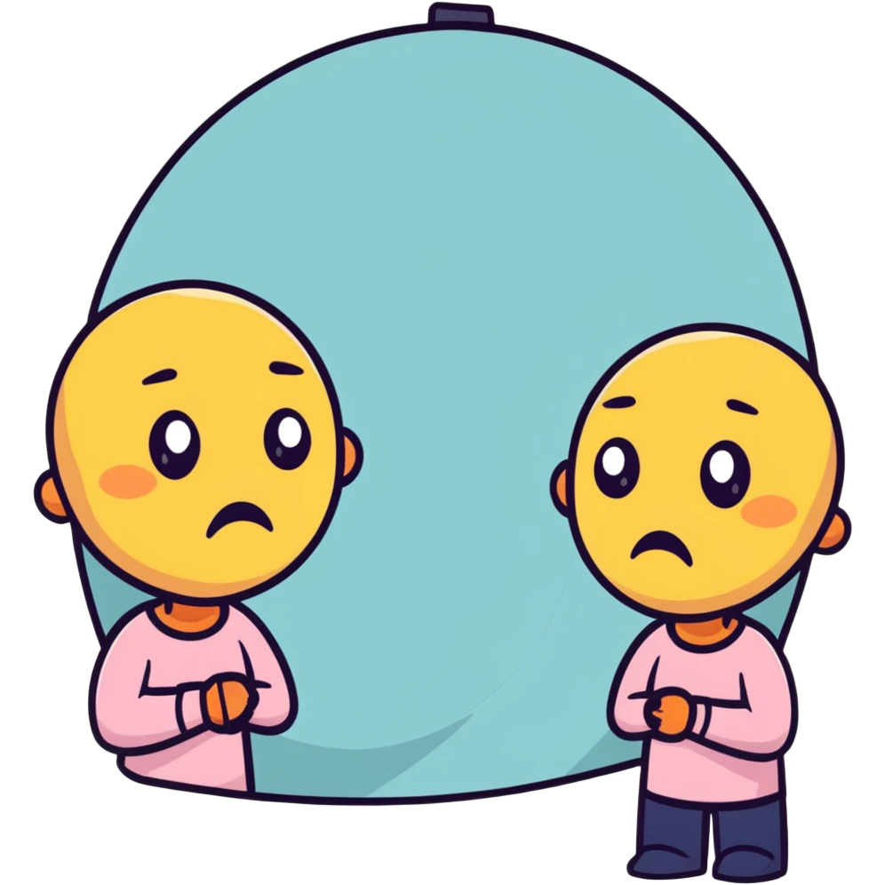 Cartoon face looking frustrated at mirror with hyperpigmentation spots emoji