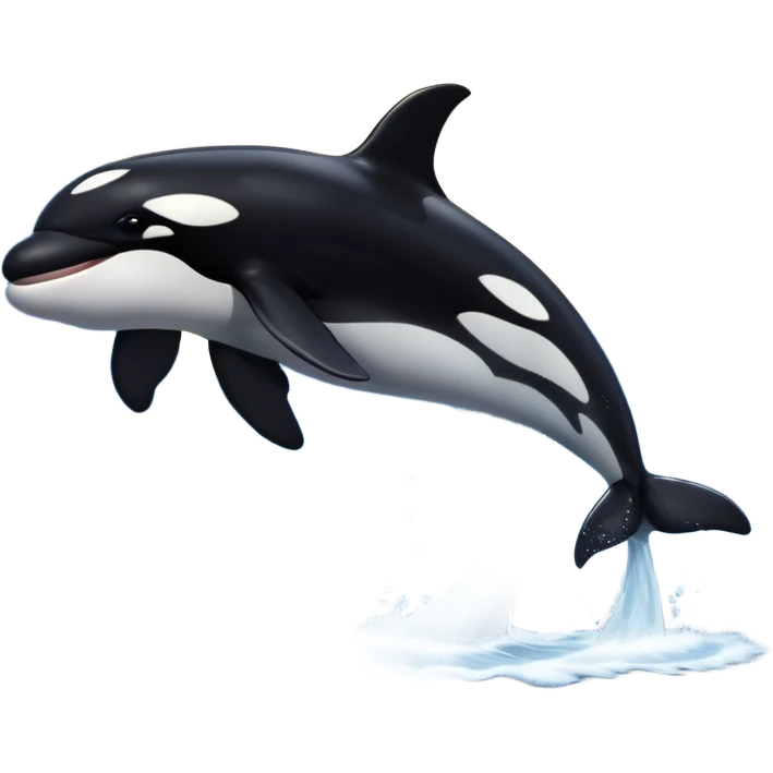 I want a realistic emoji of an orca whale leaping from the water with the moon illuminating the sky and reflecting on the sea. emoji