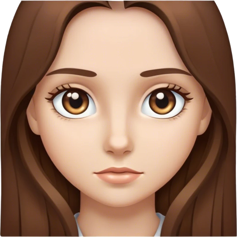 iOS emoji girl, long brown hair, grey eyes emoji