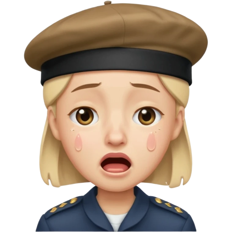 loudly crying face with beret emoji