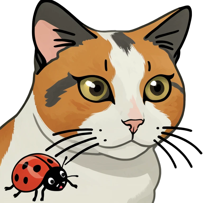 Calico cat with ladybug  emoji