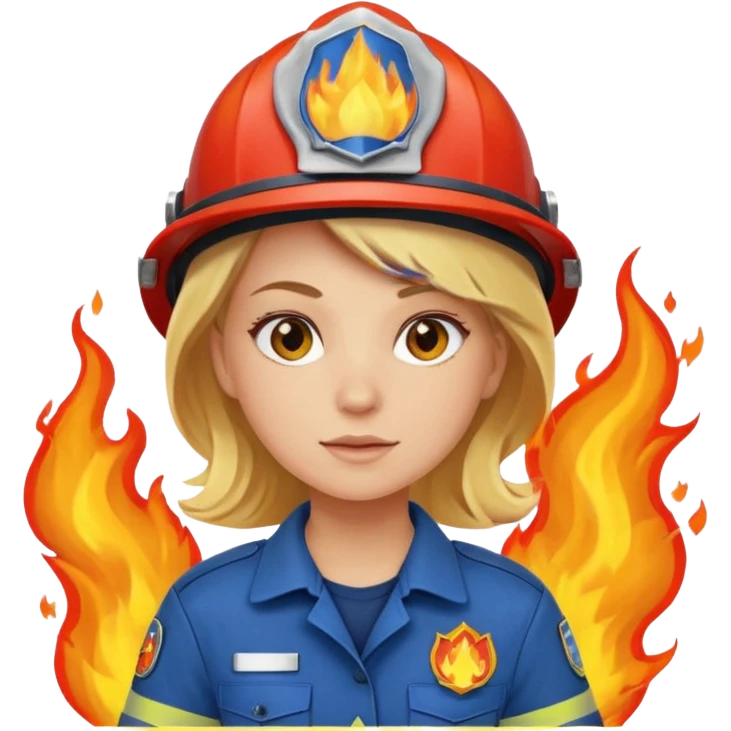 blonde female firefighter on fire blue uniform emoji