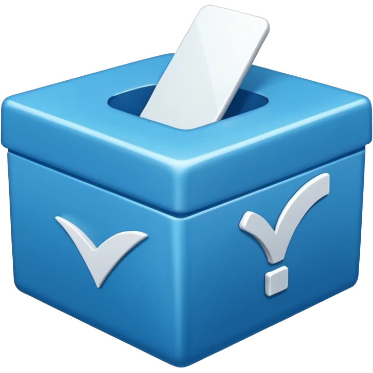 A blue box with a white cartoony checkmark in the middle emoji
